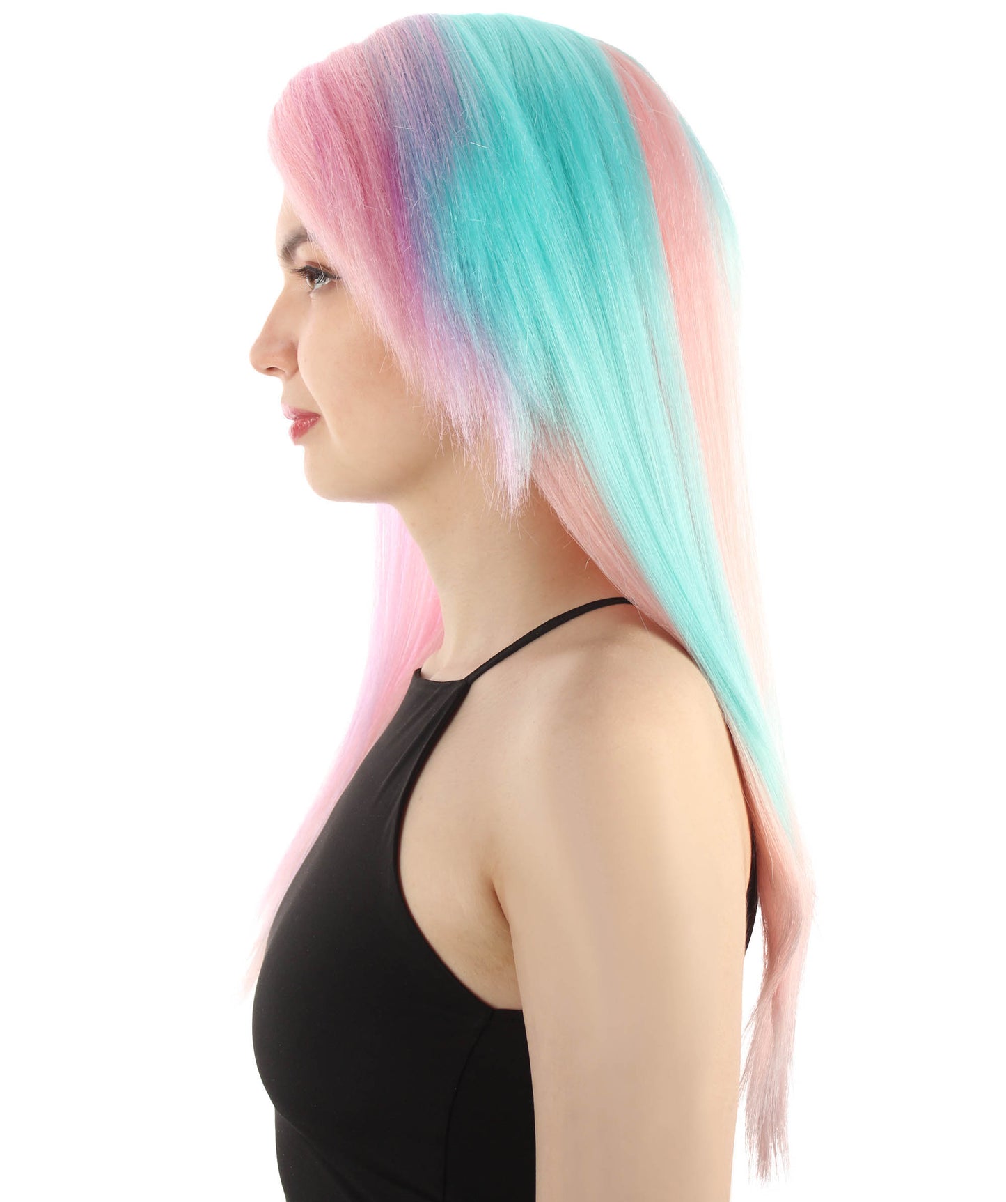 女性用ロングストレートサイドパートコスプレウィッグ ミックスピンク H-5220_24 ファンシースタイル プレミアムハロウィンパーティーウィッグコレクション