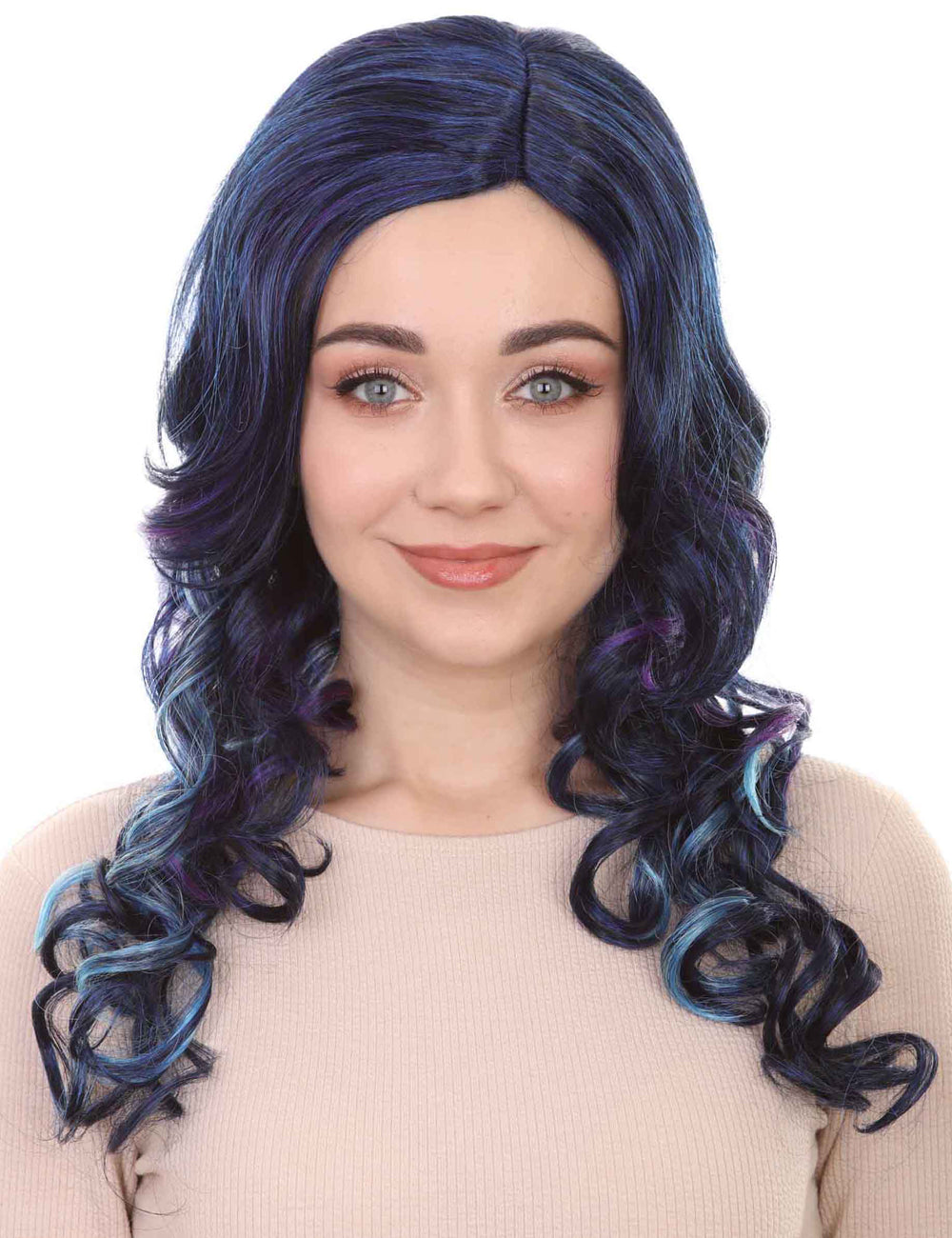 Wigs2you ハロウィンパーティー プレミアム レディース H-680 ダークブルー ウェーブウィッグ