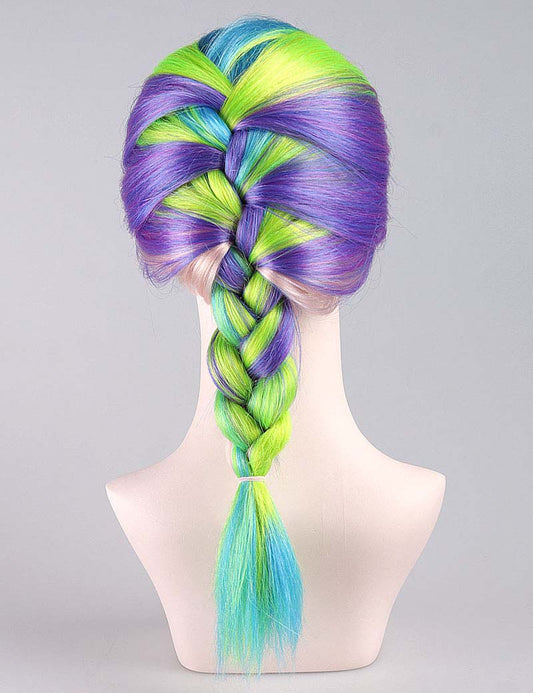 カラフルベイブウィッグ | 編み込みコスプレハロウィンウィッグ | プレミアム通気性キャップレスキャップ H-388