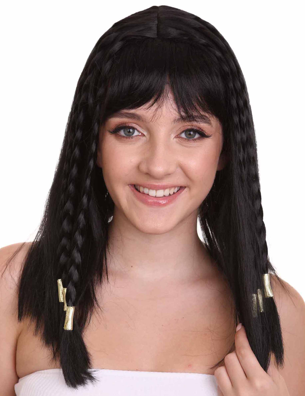 Wigs2you ハロウィンパーティープレミアム H-1453 簡単装着 快適フィット 女王クレオパトラ ブラックカラーウィッグ