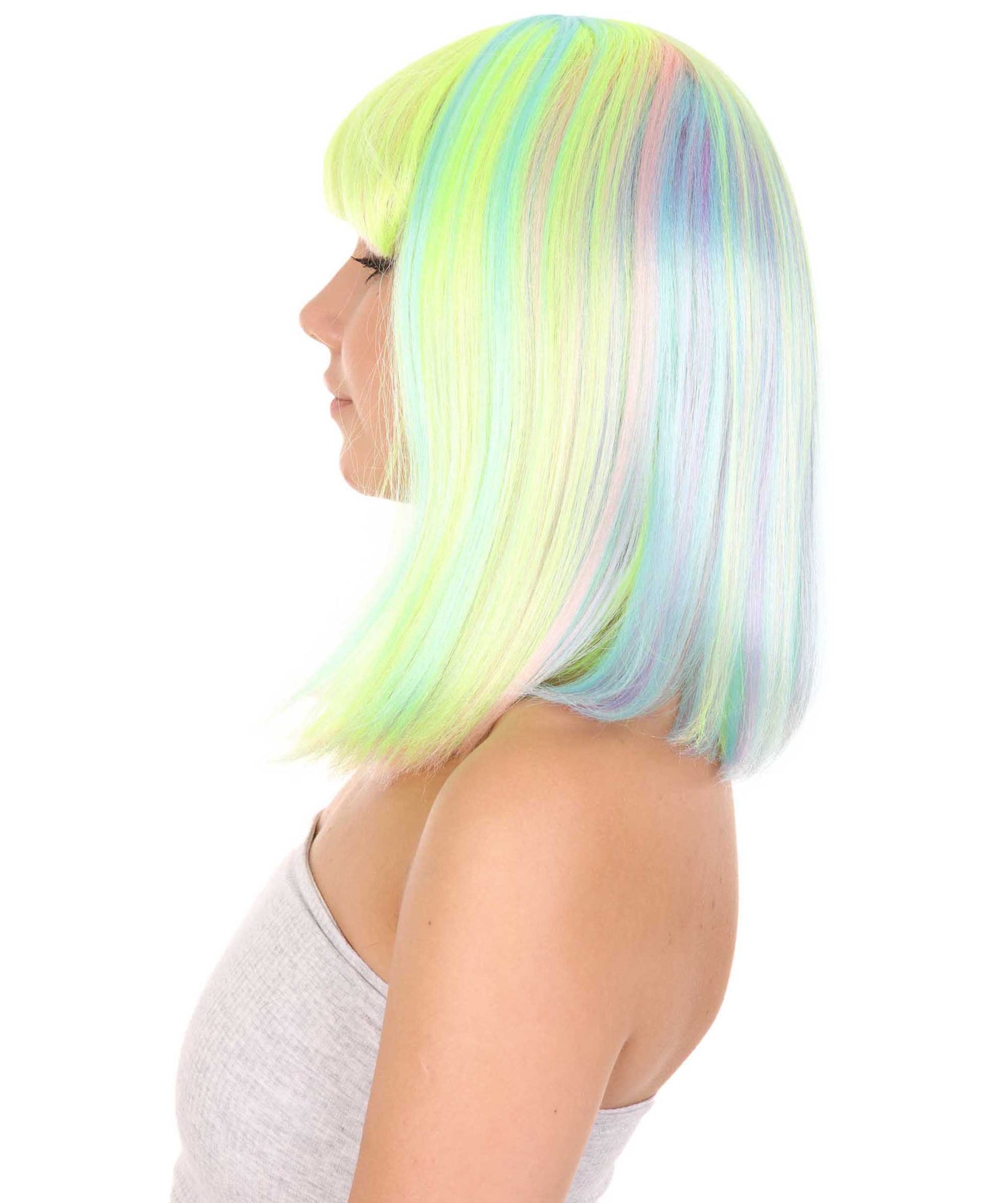 Wigs2youハロウィンパーティープレミアムレディースH-1976 美しい見た目のレインボーボブウィッグ