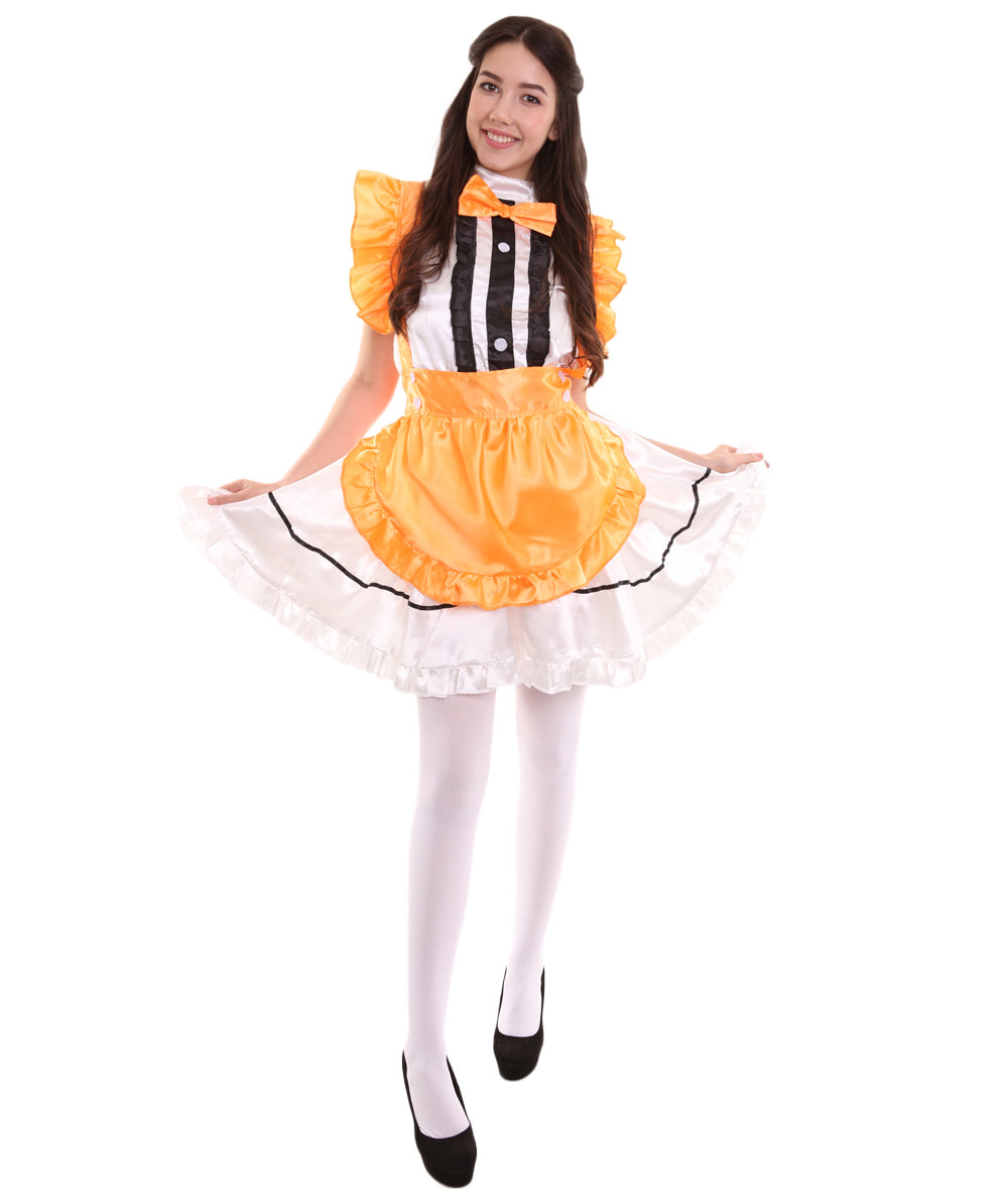 女性用 JCO-326_10 アニメ コスプレ フレンチメイド ファンシー ドレス オレンジ コスプレ コスチューム
