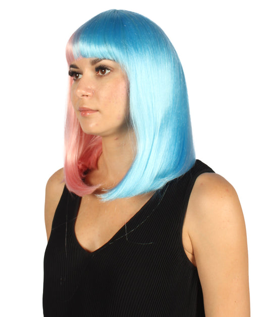 ハロウィンパーティープレミアムレディース H-4086 二色調ピンク&ライトブルーミディアムボブウィッグコレクション