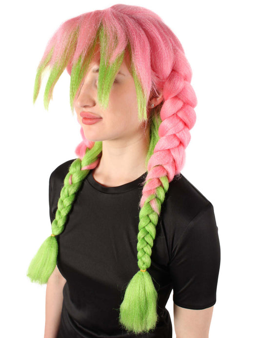 Wigs2you H-5671大人の女性のアニメコスプレ悪魔ハンターレインボーピンク三つ編みと前髪ウィッグ