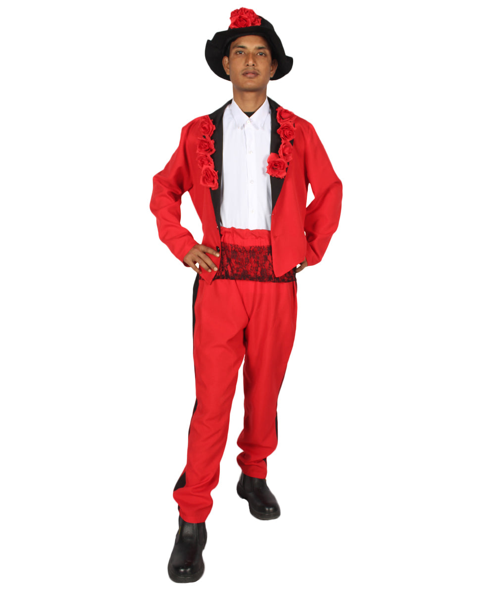 男性 JCP-101 のデイ・オブ・ザ・デッド セニョール 赤と白のコスプレコスチューム