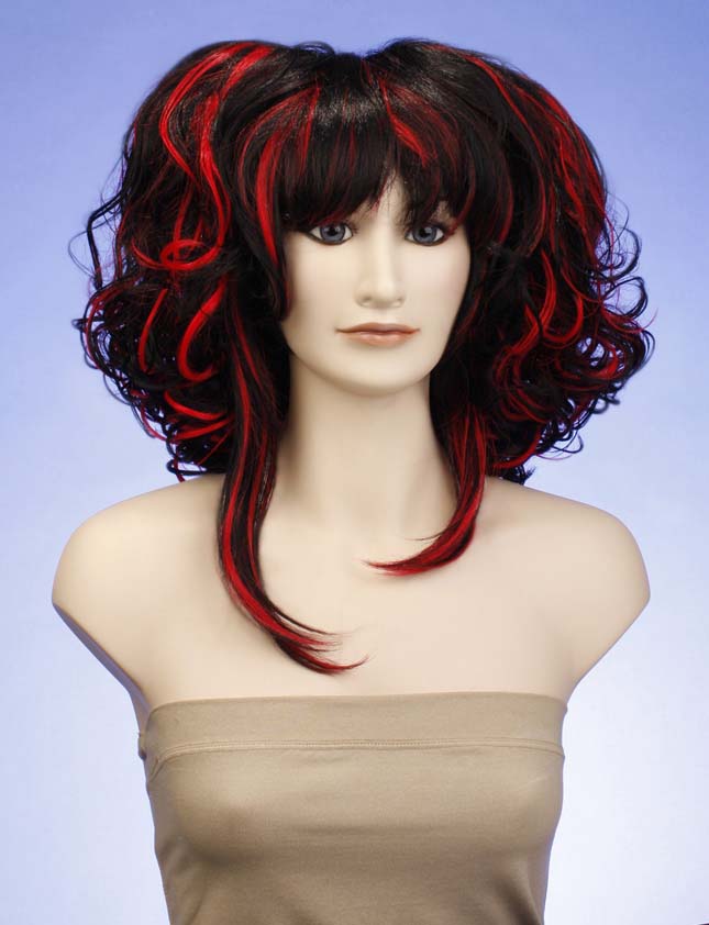ハロウィンパーティープレミアムレディース H-105 ブラックレッドHLウィッグ ファンシーキャラクターファッションウィッグ