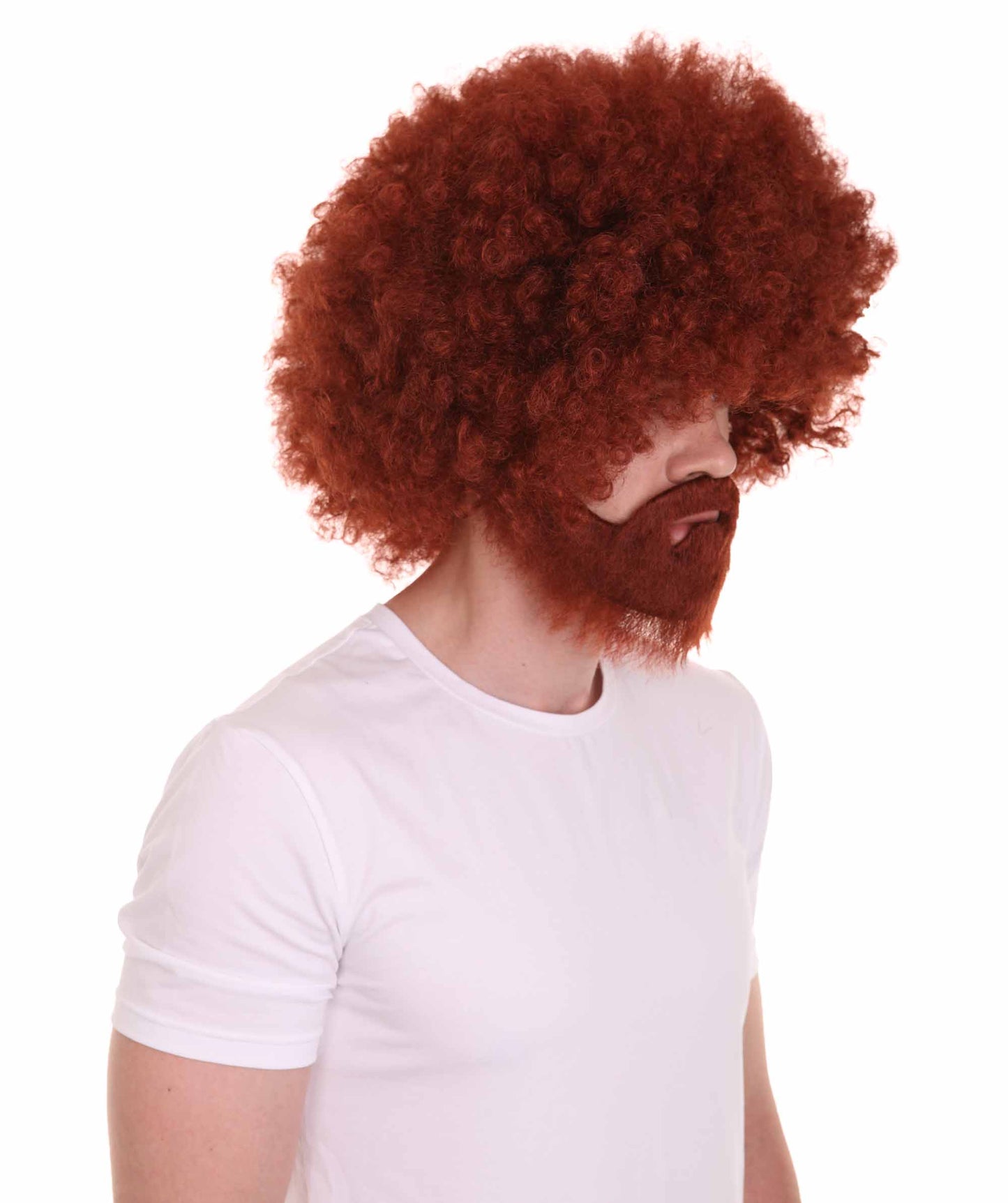 大人 男女兼用 80年代 画家風 アフロウィッグ 顎髭と口髭セット オーバーン H-5131 シンプルでクラシックなセレブコスチューム プレミアムハロウィンウィッグ