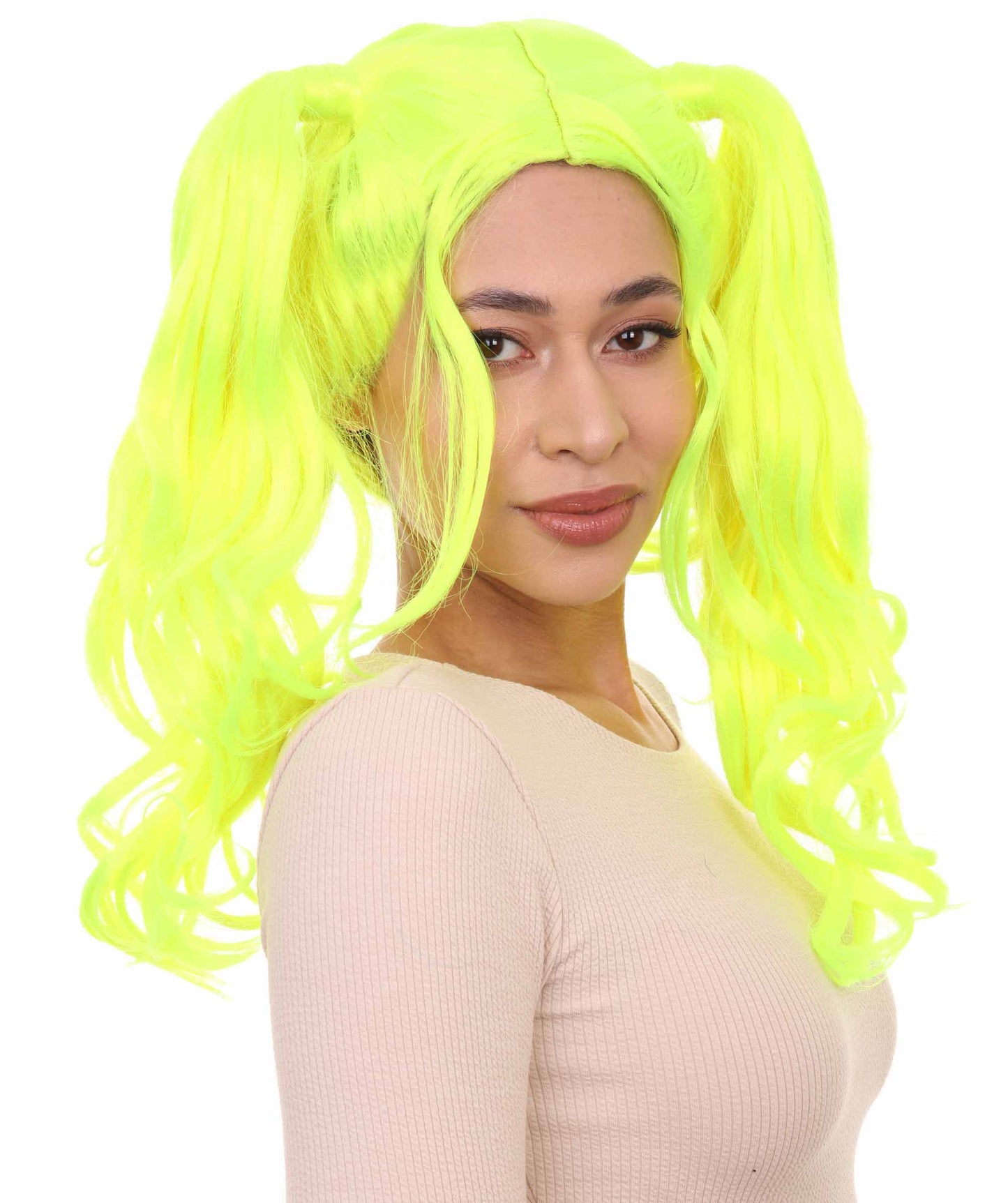 Wigs2you ハロウィンパーティー プレミアム レディース H-742 ドリー ピグテールウィッグ ネオングリーン色