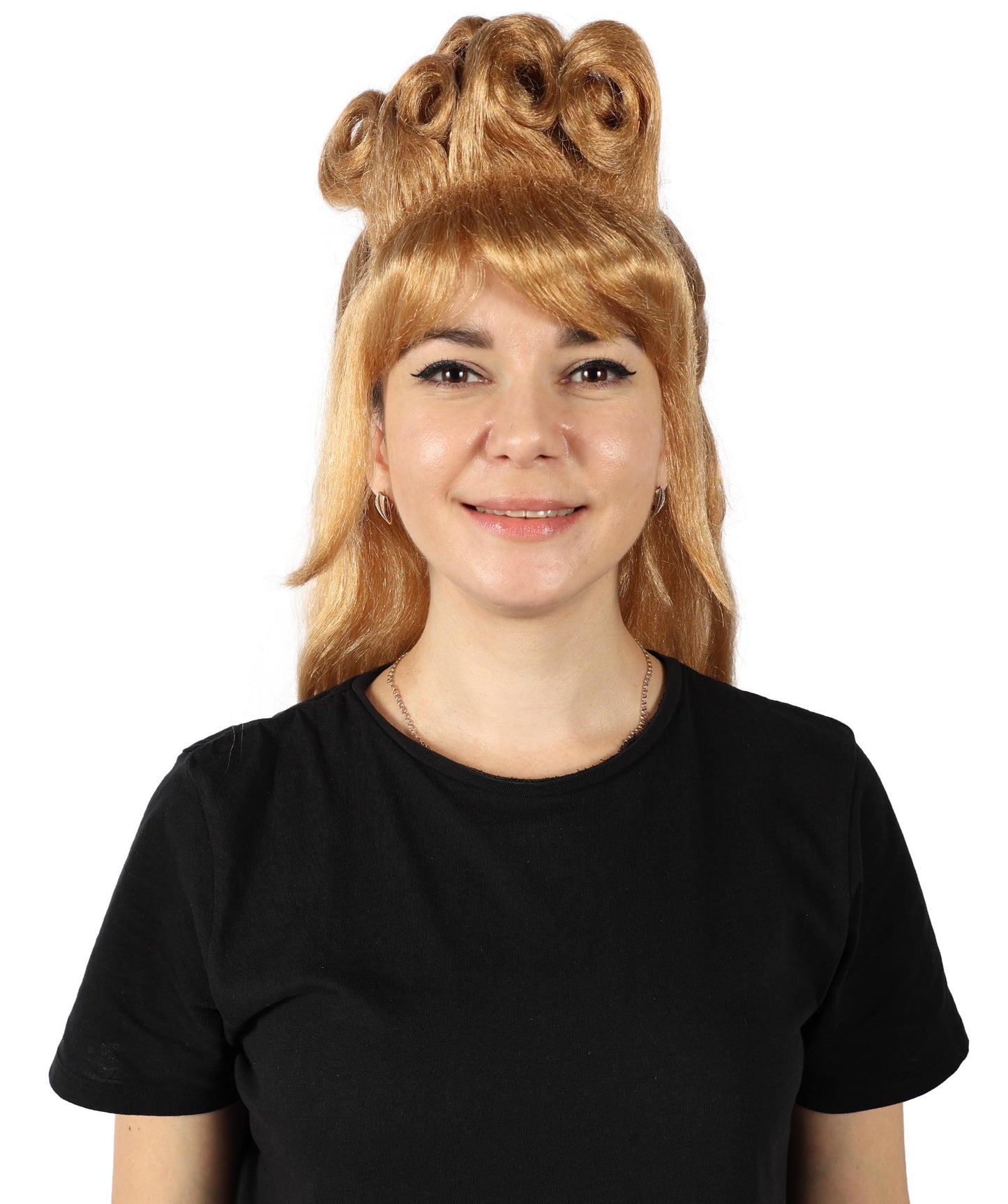 美しい女性の H-6241 英国のドラッグ クイーン ブロンド ウィッグ コスプレに最適 難燃性合成繊維