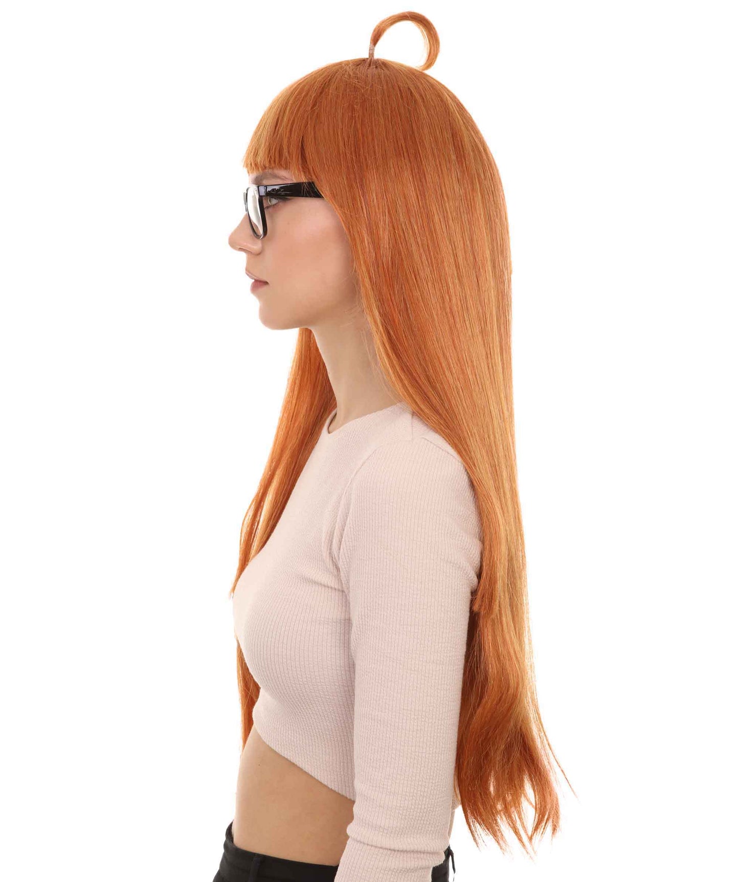 ハロウィンパーティ プレミアム レディース H-4562 佐倉双葉 ブラウンロングストレートウィッグ グラス付き ペルソナ5 ビデオゲームウィッグ