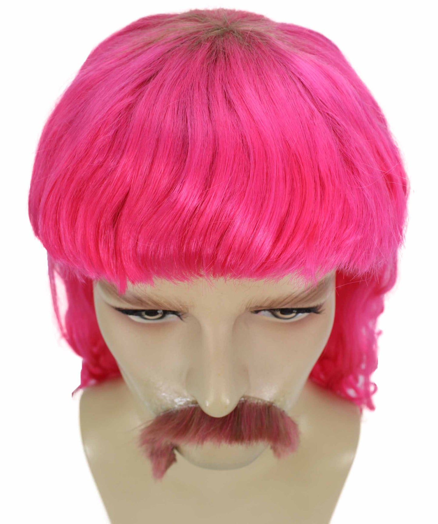 ハロウィンパーティープレミアムメンズH-5565_PKピンクマレットウィッグとヒゲセット
