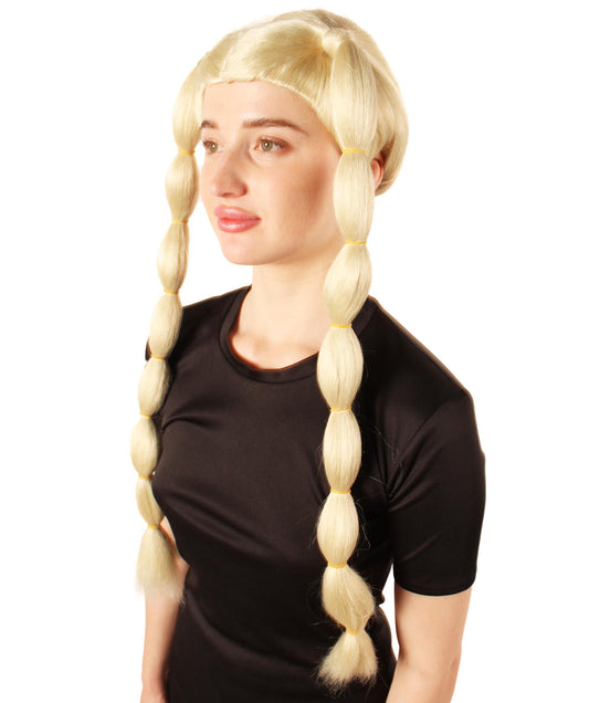 ハロウィンパーティープレミアムレディース H-5665-BLD コンパニオンロボットロングピグテールウィッグ ブロンド色
