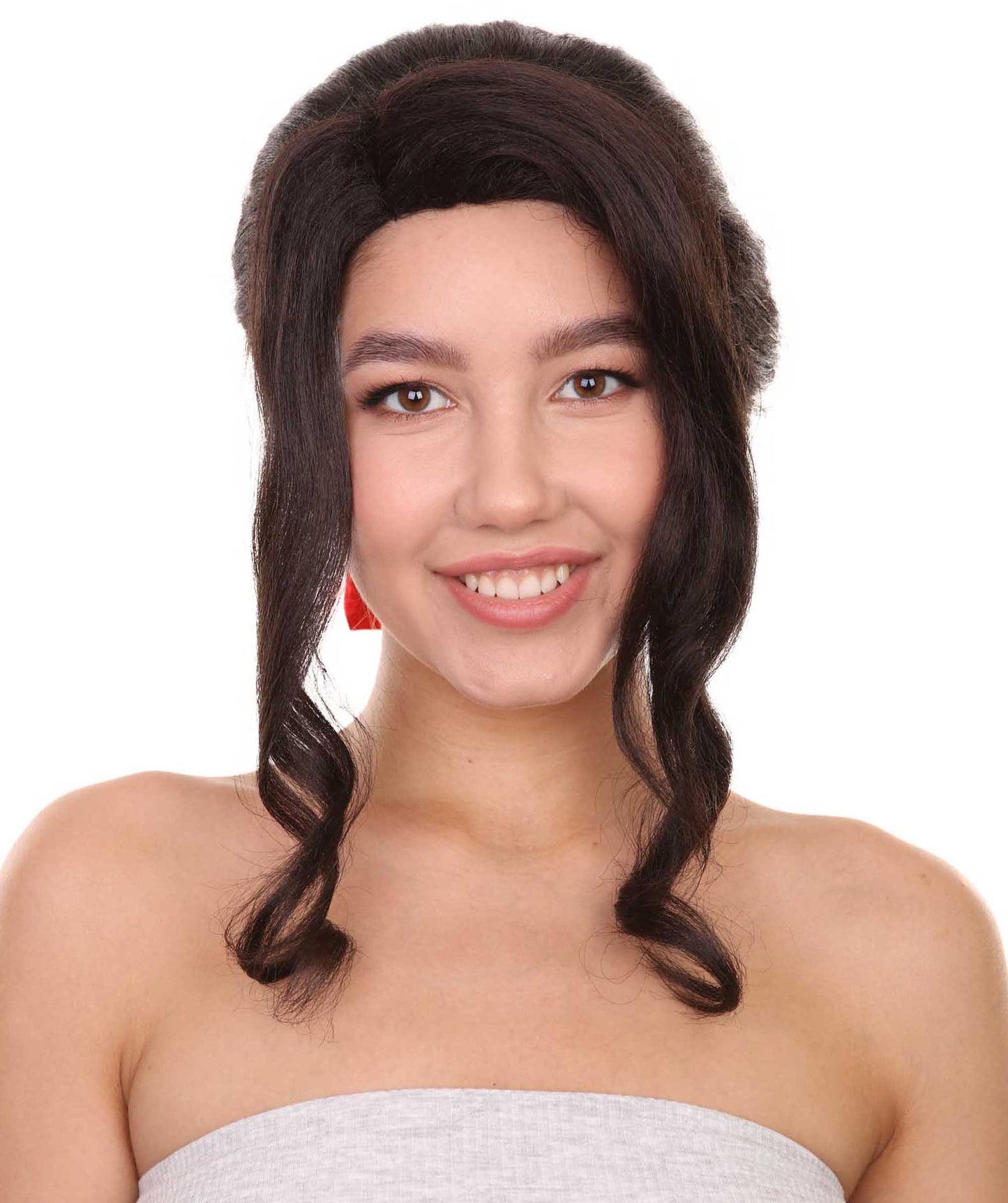 プレミアムハロウィンパーティーレディ H-5463 ミディアムレングス デーモンキングウィッグ ブラック