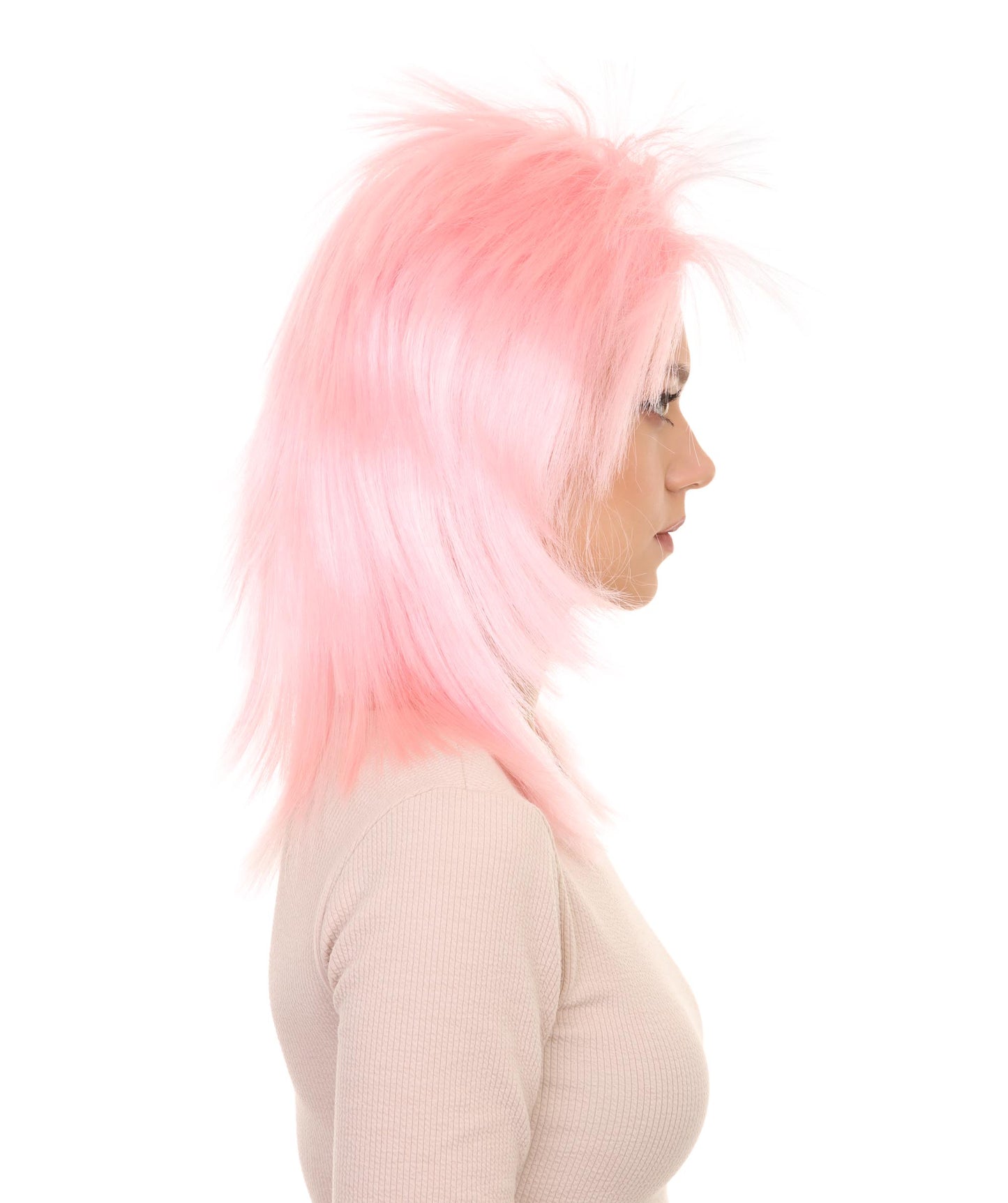 Wigs2you ハロウィン パーティー プレミアム H-1321 簡単に着用でき 快適なフィット感 80 年代女性 Lt ピンク ロッカー スタイルウィッグ