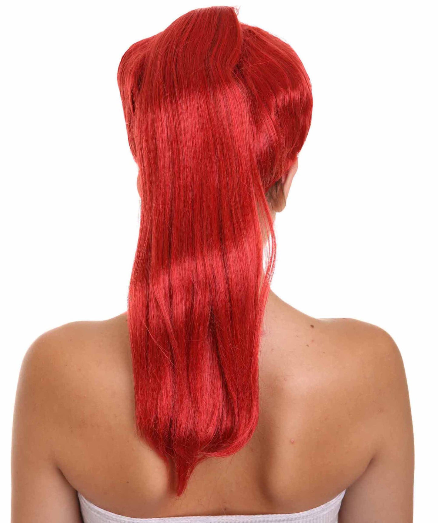 Wigs2you H-5234レディースミディアム長さマゼンタストレートポニーテールコスプレウィッグプレミアム通気性キャップレスキャップ