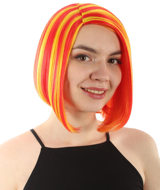 女性用ショルダーレングスフラッパーウィッグ オレンジオンブレ H-5375_30 合成繊維ヘア ハロウィンパーティーウィッグコレクション