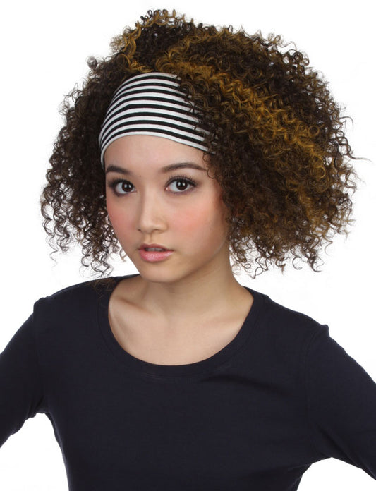 レディースファッション W-810A カーリースタイル チャコールゴールデンブロンドHLハーフウィッグ ヒートスタイル可能 合成繊維