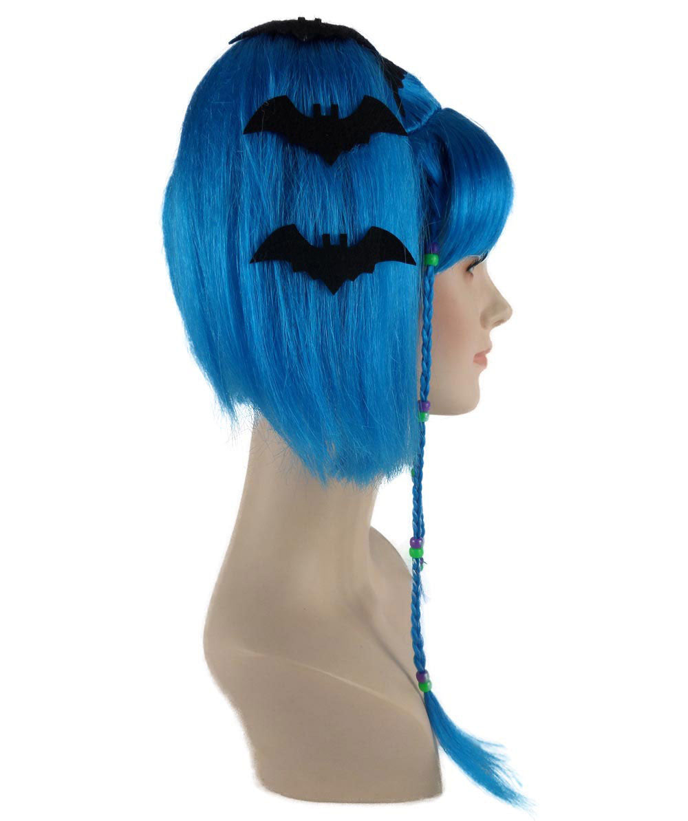 Wigs2you ハロウィンパーティープレミアム レディース H-706 バットエンジェルウィッグ ネオンブルー色