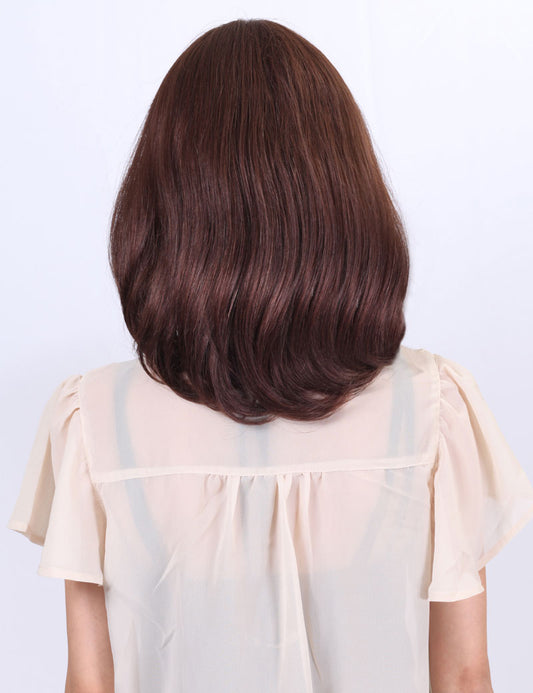 HH-166、人毛100%。ストレート毛先が少しカールしたミディアムスタイルウィッグとさらさら定番スタイル。