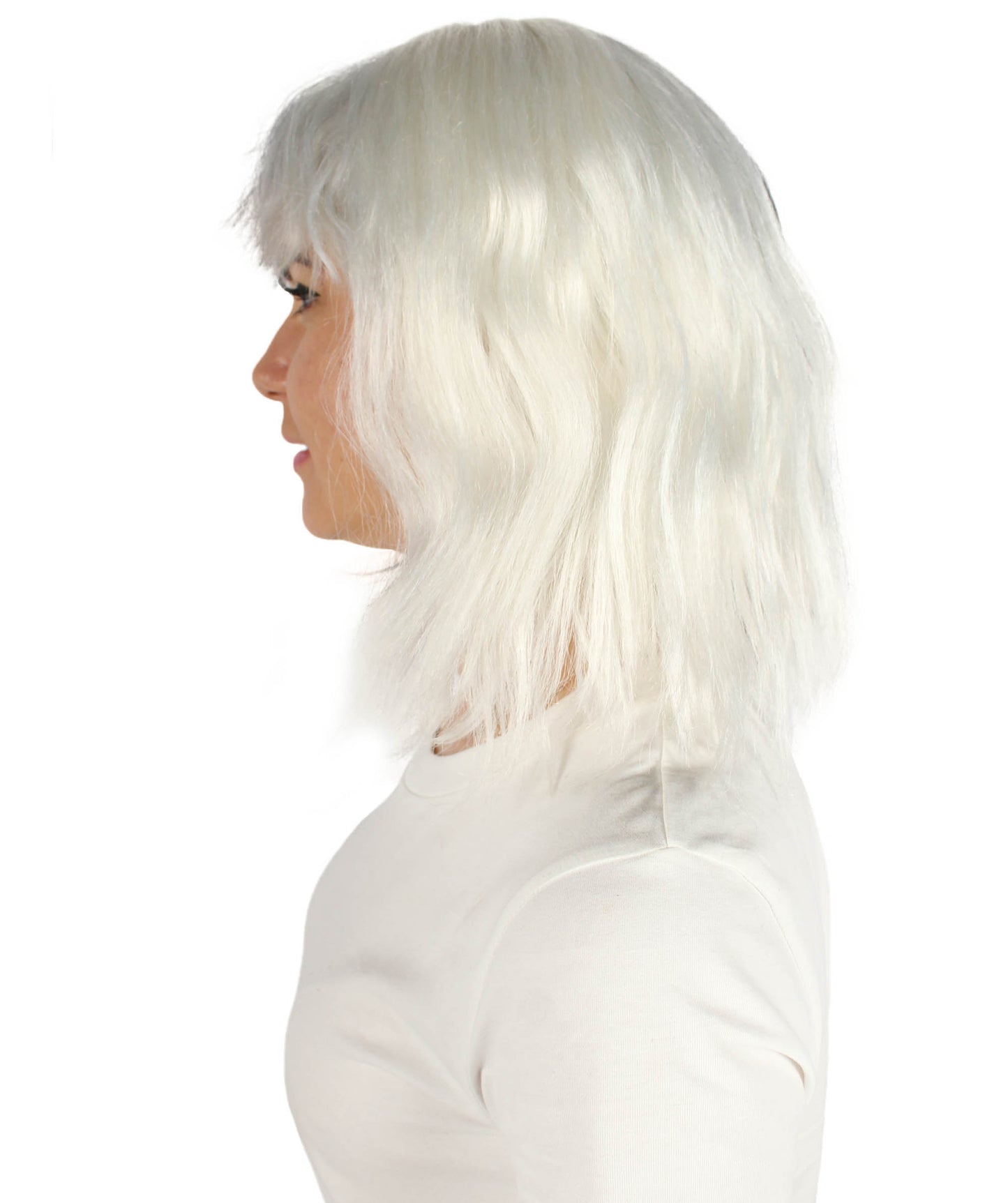 女性用ショルダーレングスバング波状コスプレウィッグ ホワイト&ブラック H-5229_22 ファンシースタイル プレミアムハロウィンパーティーウィッグコレクション