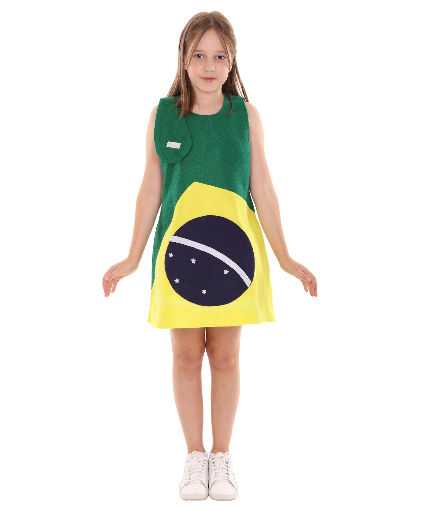 ブラジル国旗トロールのドレススポーツコスチューム愛国コスプレ子供の女の子JCO-184Kidsコスチューム