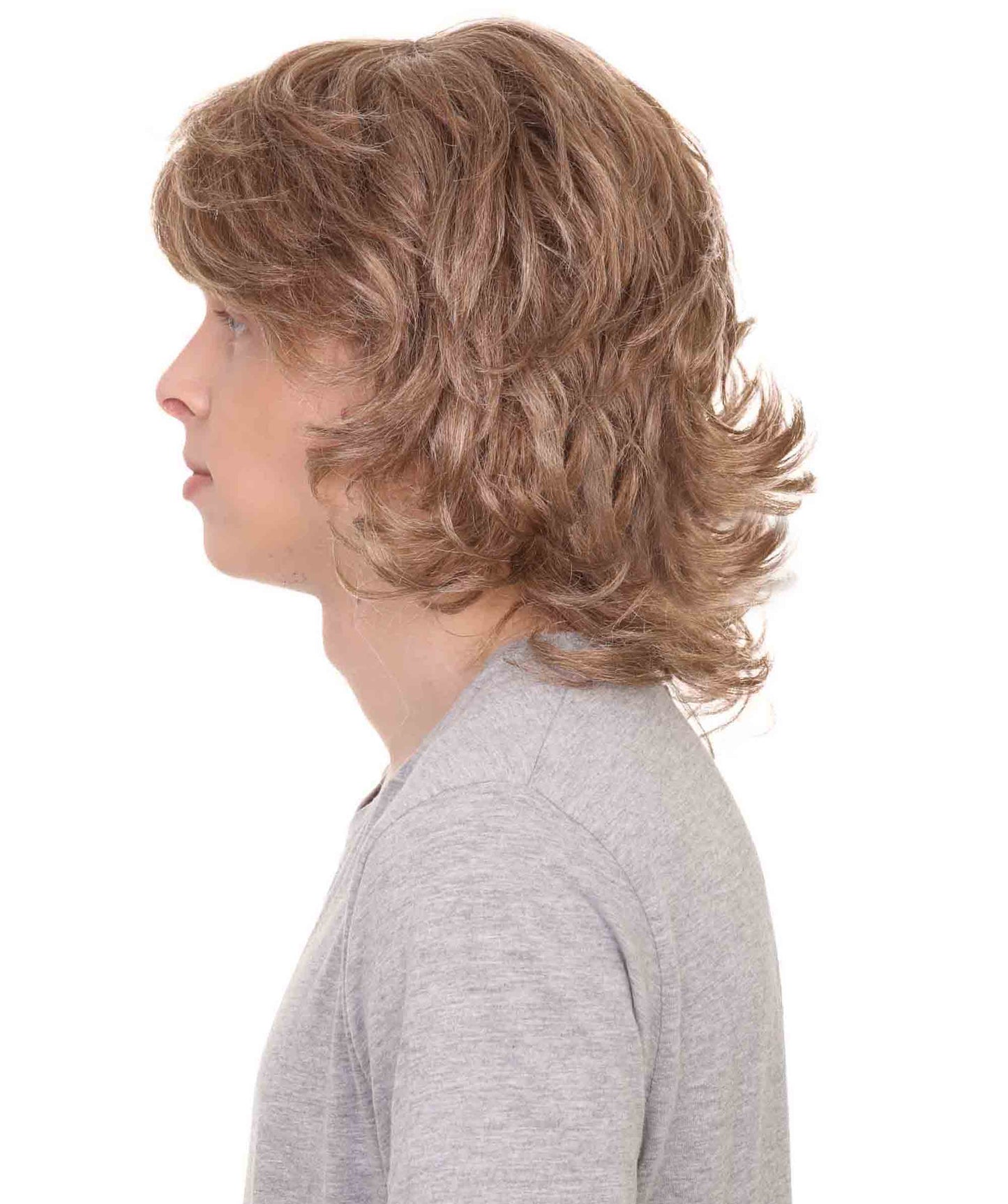 Wigs2you ハロウィンパーティ プレミアムメンズ H-2114 とても快適 80年代 ブラウンカールウィッグ