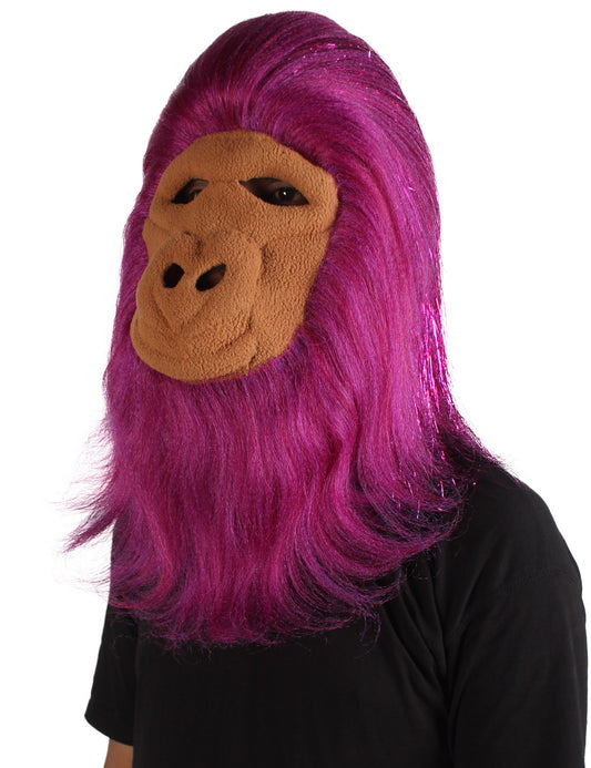 ハロウィンパーティープレミアムメンズ H-5647-PP ヘアリーユニセックスエイプティンセルマスクのみ 紫 軟らかい合成繊維