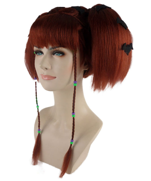 Wigs2you ハロウィンパーティープレミアム レディース H-693 バットエンジェルウィッグ ダークオーバーン色 サイドスイープ ボムシェル ウィッグ