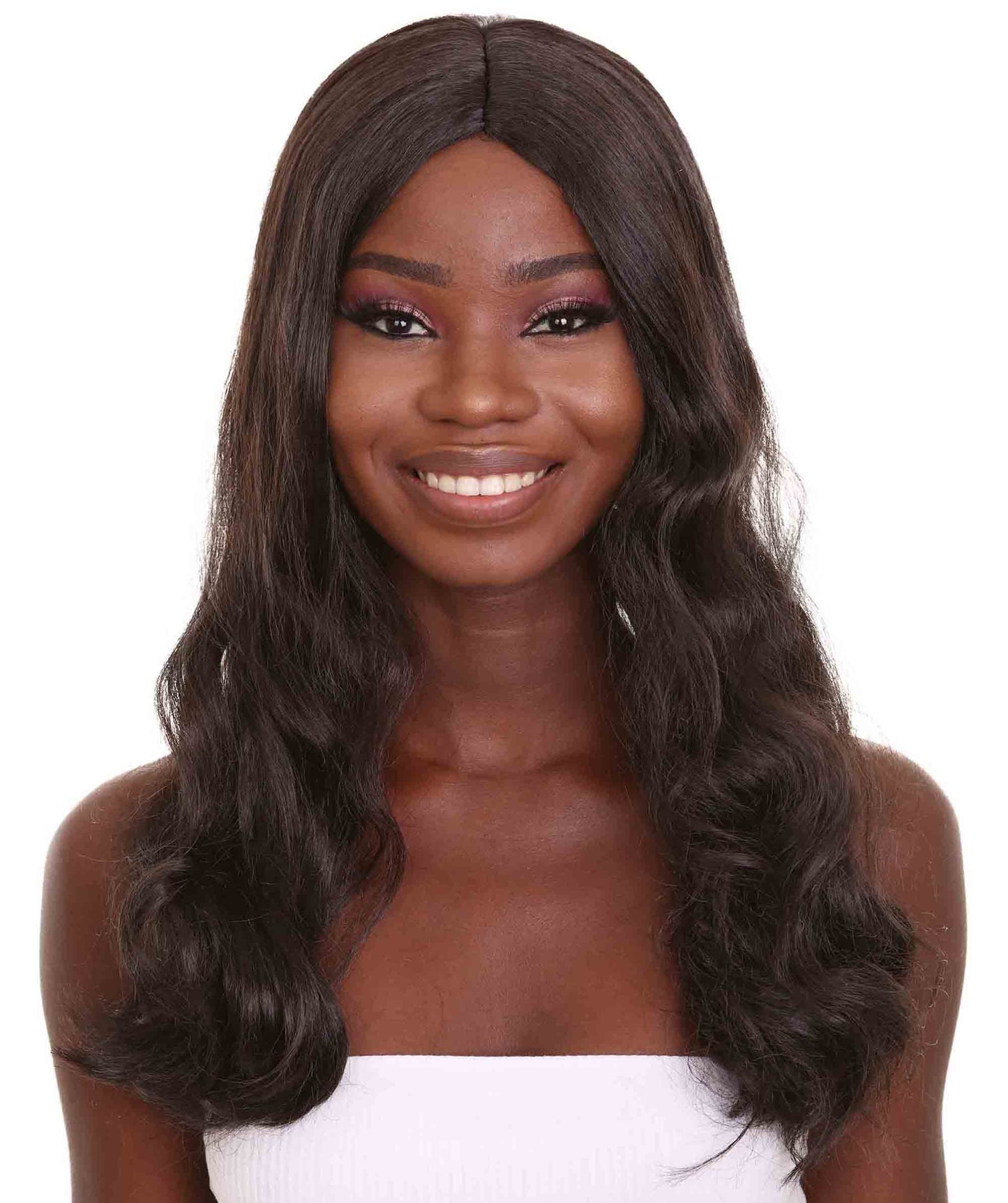 ハロウィンパーティープレミアム H-5245 女性用ストレートミディアムレングスインペリアルアーミーウィッグ ブラック