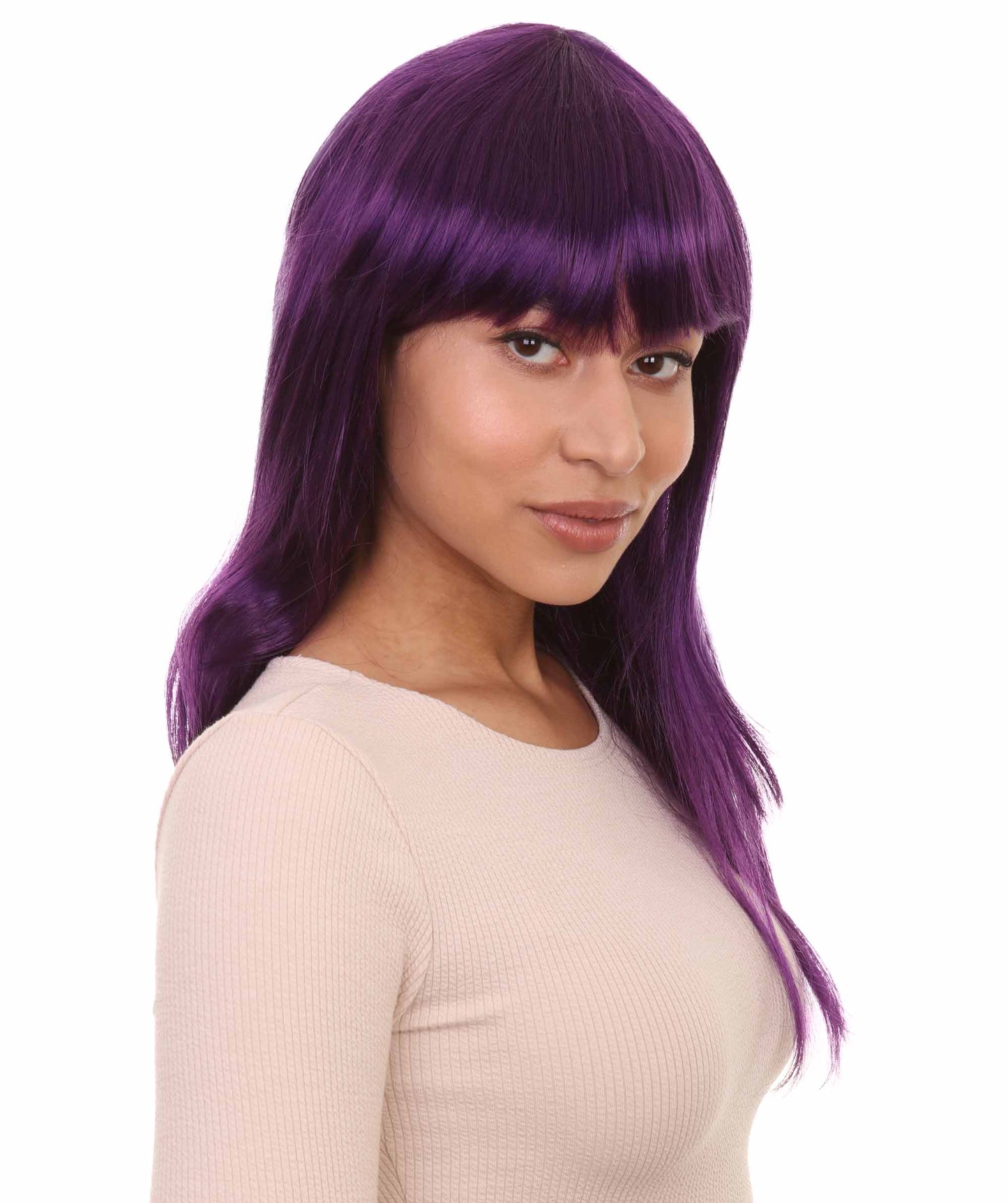 Wigs2you ハロウィンパーティープレミアムレディース H-1051 とても快適なグラマーグリーンウィッグ バイオレットカラー