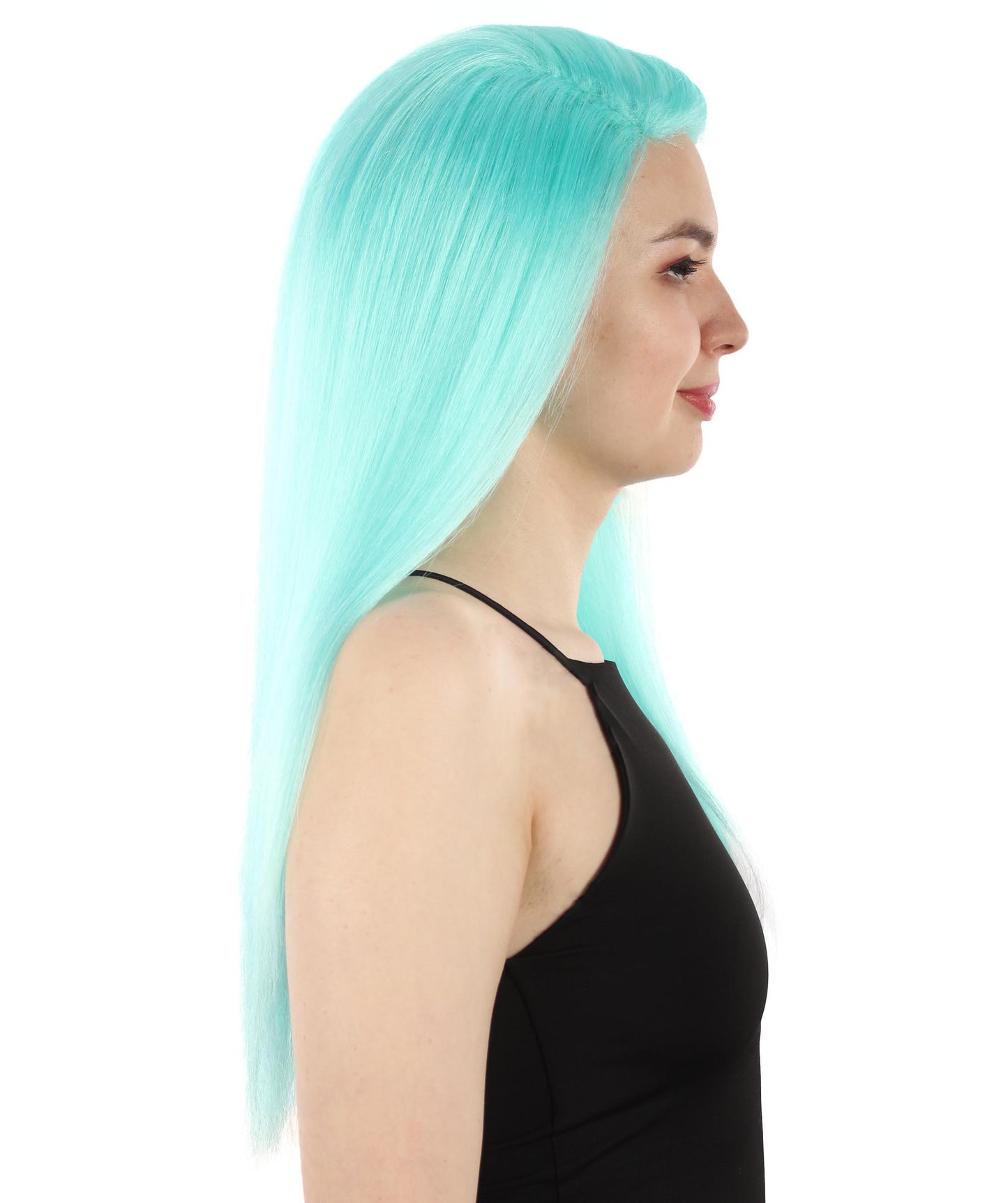 女性用ロングストレートサイドパートコスプレウィッグ ライトブルー H-5220_10 ファンシースタイル プレミアムハロウィンパーティーウィッグコレクション