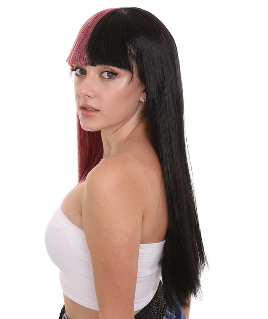 ハロウィンパーティープレミアムレディース H-4113 トーントーンレインボー&ブラックロングボブウィッグコレクション