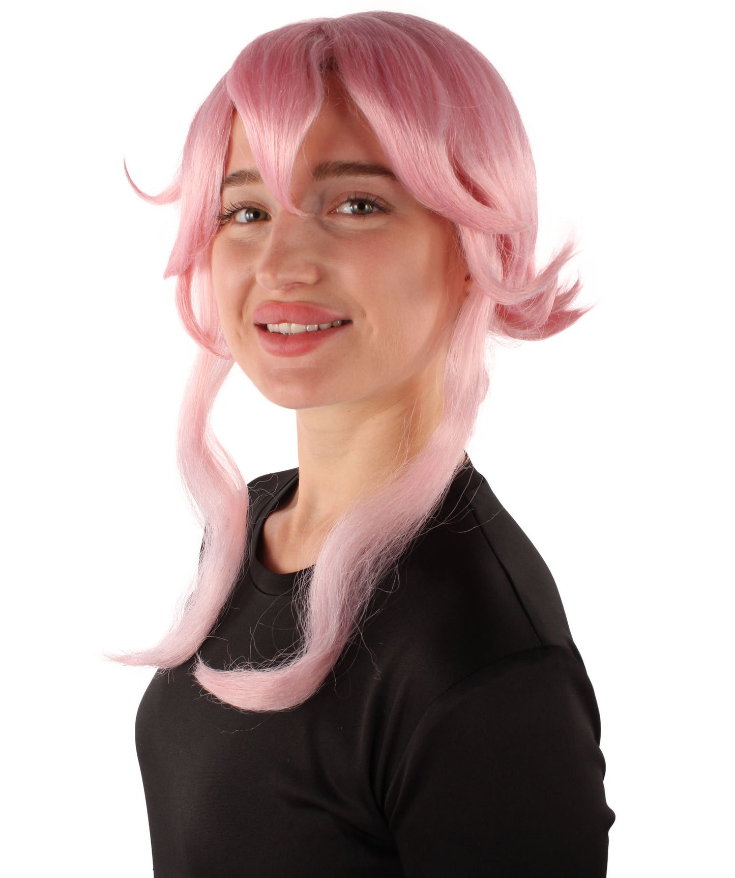 女性用H-5875 アニメ マンガ キャラクター ピンク アニメ コスプレ ウィッグ ハロウィンに最適 難燃性合成ファイバー