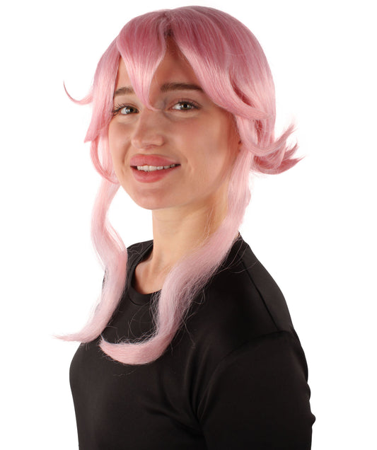 女性用H-5875 アニメ マンガ キャラクター ピンク アニメ コスプレ ウィッグ ハロウィンに最適 難燃性合成ファイバー