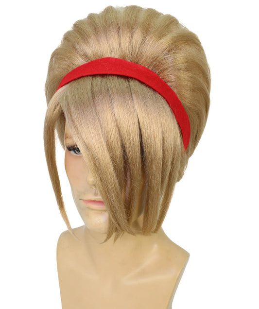 大人男性 格闘ゲームキャラクター H-6277 ハロウィンにぴったりな赤いリボン付きショートブロンドウィッグ