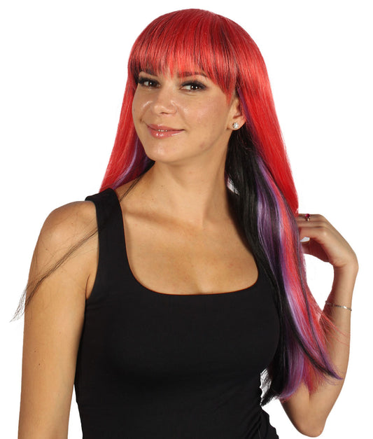 レッド&ブラック テンプトレス レディースウィッグ H-2772 豪華スタイル ハロウィンパーティープレミアムウィッグ
