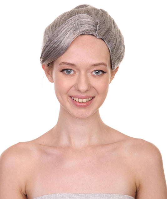 コスプレ用ウィッグ Mrs Zimmermann H-3832 グレー おばあちゃんのヘアバン付きウィッグ プレミアム 通気性の良い キャップレスキャップ