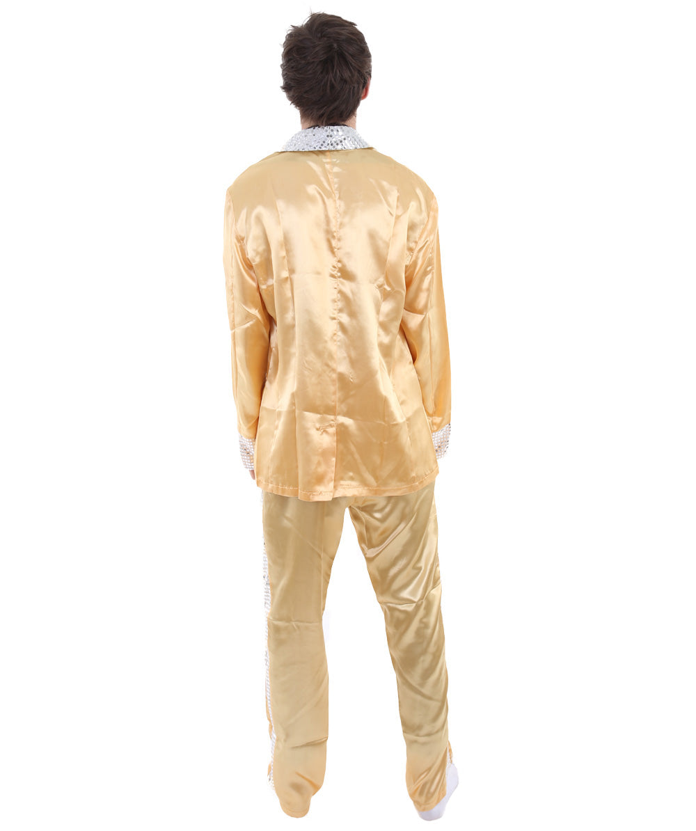 男性 JCP-196 のエルビスサテンコスチューム ゴールド コスプレコスチューム