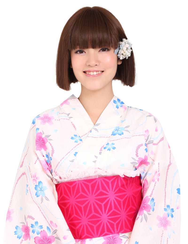 "耐熱商品☆レトロな印象のミディアムヘア!綺麗に整えられた毛先で和装にもピッタリなスタイルです♪ ウィッグネット付き ♪ W-591 "