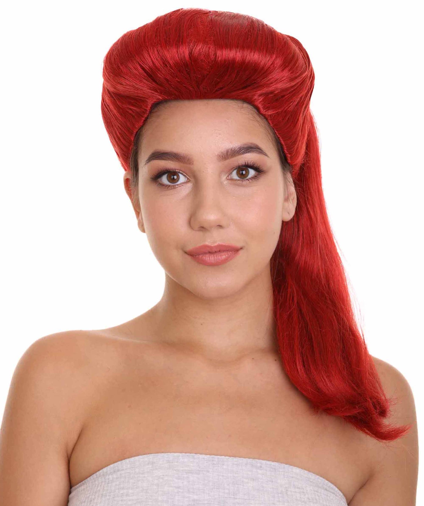 Wigs2you H-5234レディースミディアム長さマゼンタストレートポニーテールコスプレウィッグプレミアム通気性キャップレスキャップ