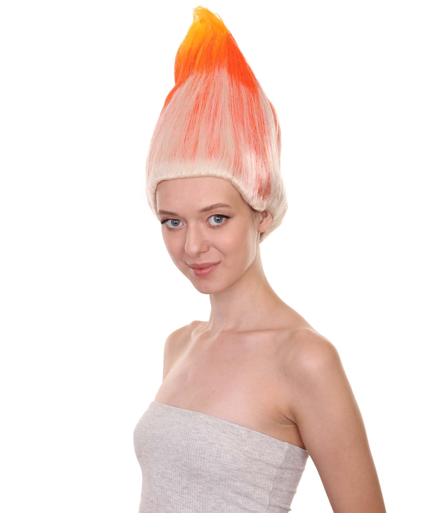 Wigs2you ハロウィンパーティープレミアム H-1800 着け心地が良い とても快適 女性用コスプレウィッグ オレンジとホワイト トロールズスタイル