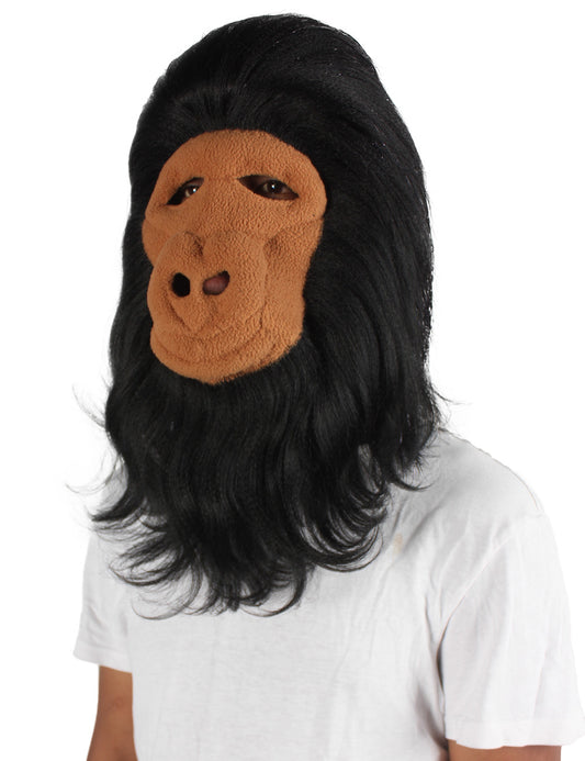 ハロウィンパーティープレミアムメンズ H-5647-BLK ヘアリーユニセックスエイプティンセルマスクのみ 黒色 軟らかい合成繊維
