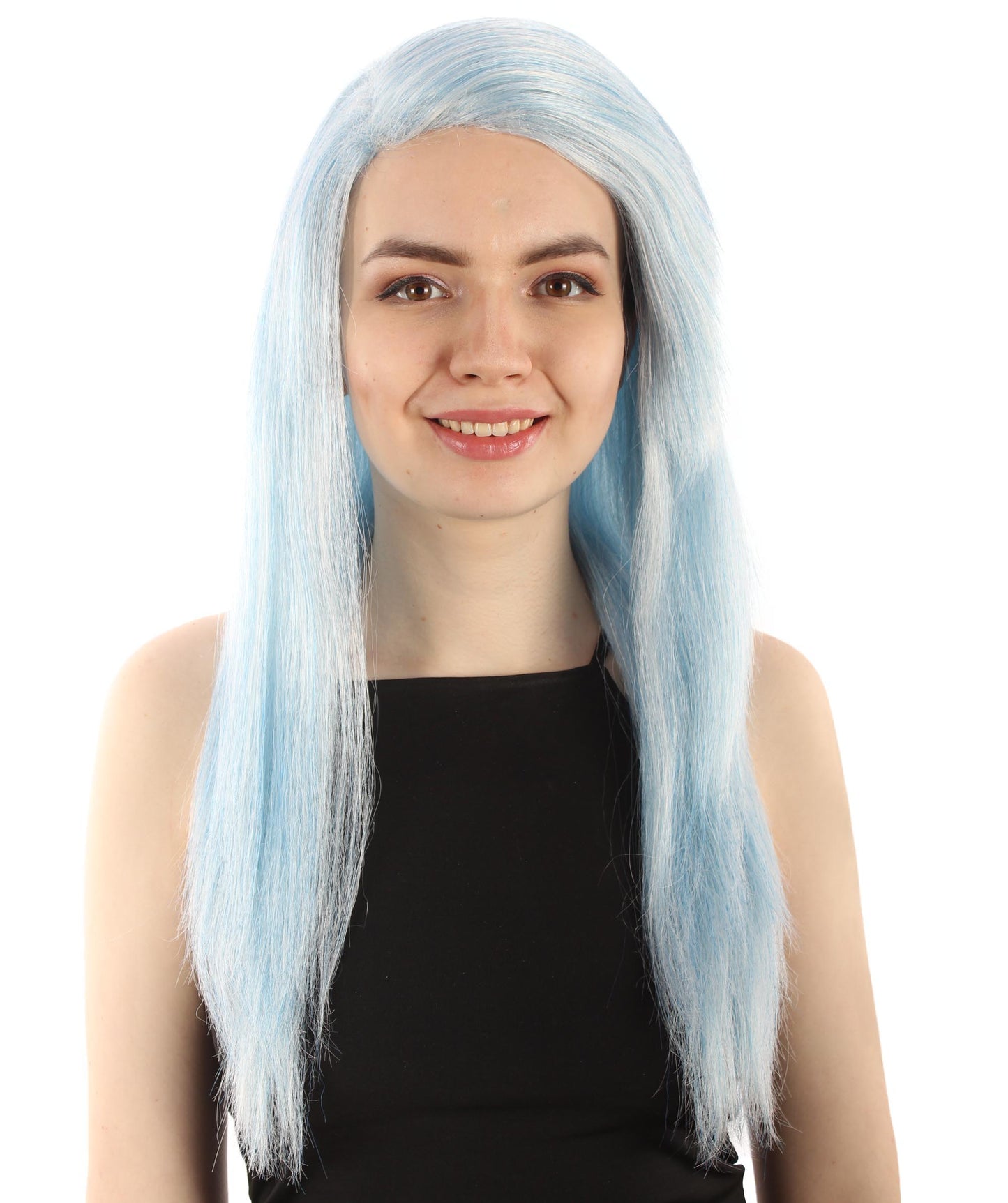 女性用ロングストレートサイドパートコスプレウィッグ アイスブルーブレンド H-5220_30 ファンシースタイル プレミアムハロウィンパーティーウィッグコレクション