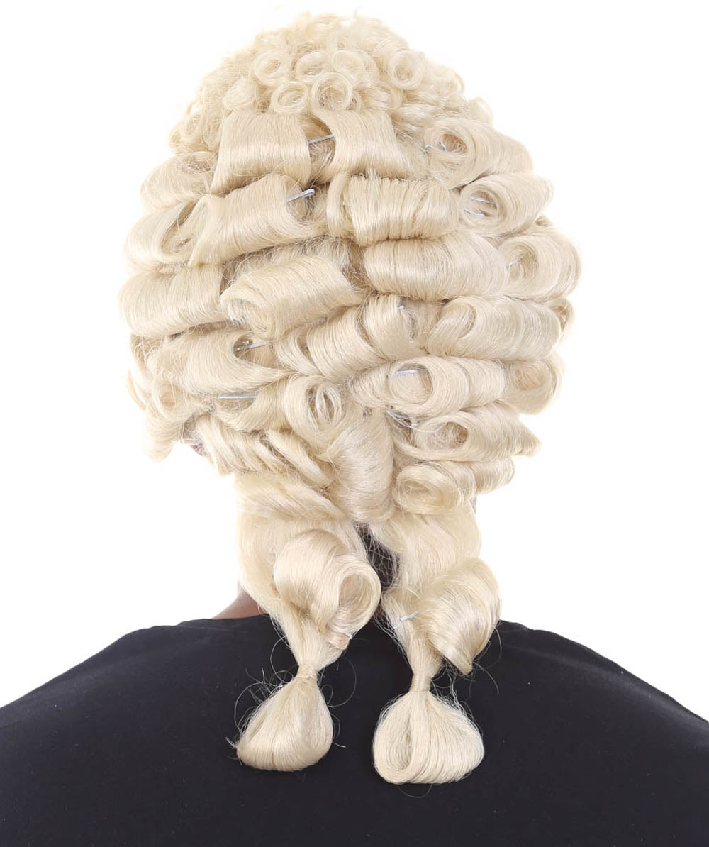 男性用コロニアル裁判官ブロンドウィッグ H-4341 プレミアム通気性キャップレスキャップ