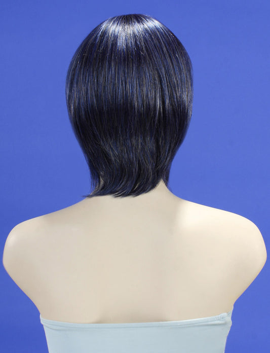 レディースファッション W-741 ショート ダーケストブラウン ピュアブルーミックス コスプレファンシーパーティーウィッグ