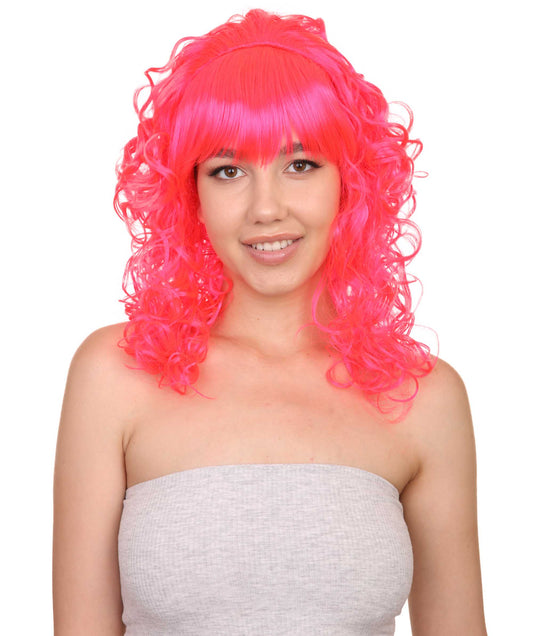 Wigs2you ハロウィンパーティープレミアムレディース H-1731 華やかに見えるピンアップガール ネオンピンクウィッグ