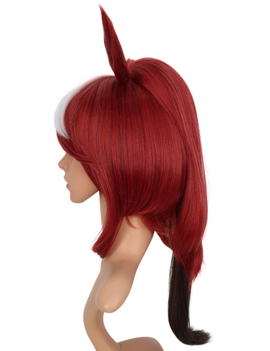 レディースファッション C-101 ロングストレート C-チェリーレッド/ブラウンハイライト コスプレヒートスタイラブルウィッグ