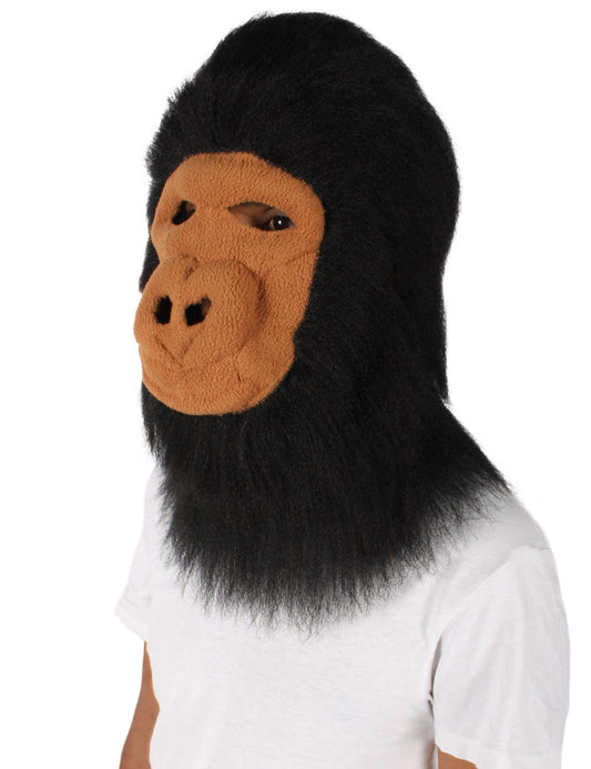 ハロウィンパーティープレミアムメンズ H-5646-BLK ヘアリーユニセックスエイプマスクのみ 黒 軟らかい合成繊維