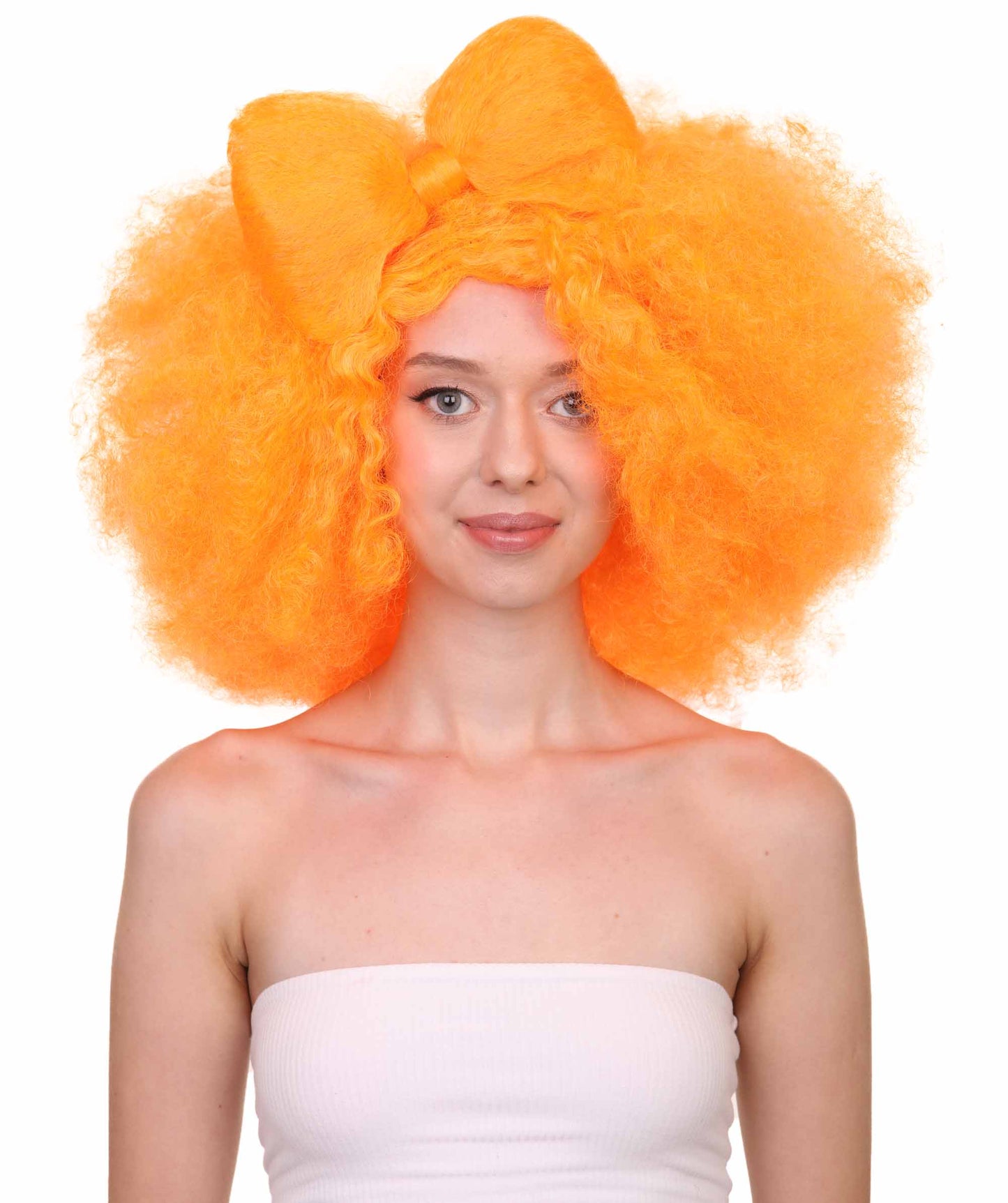 Wigs2you ハロウィン パーティー プレミアム レディース H-1234 着けやすい 快適なフィット感 パンプキン オレンジ アフロ スモール ボウウィッグ