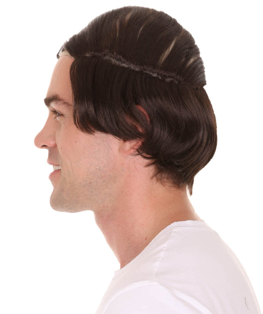 Wigs2you ハロウィンパーティープレミアム H-2146 コンボーバルド男性ダークブラウンウィッグ あなたのためにカスタマイズ 男性の髪の部分の調整プロセス